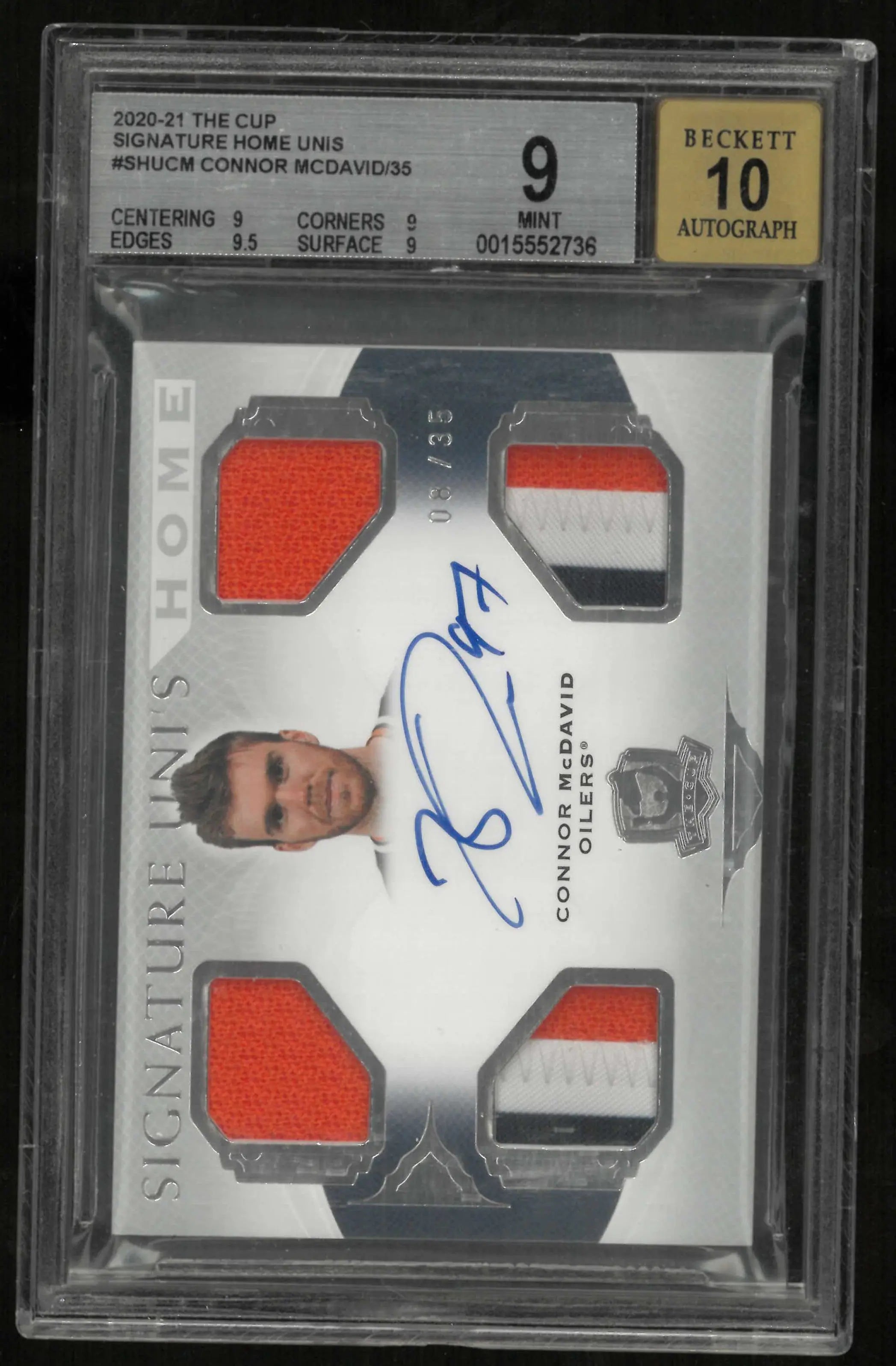 2020-21 Upper Deck Autograph Patch Connor McDavid /35 BGS 10 Auto 10 