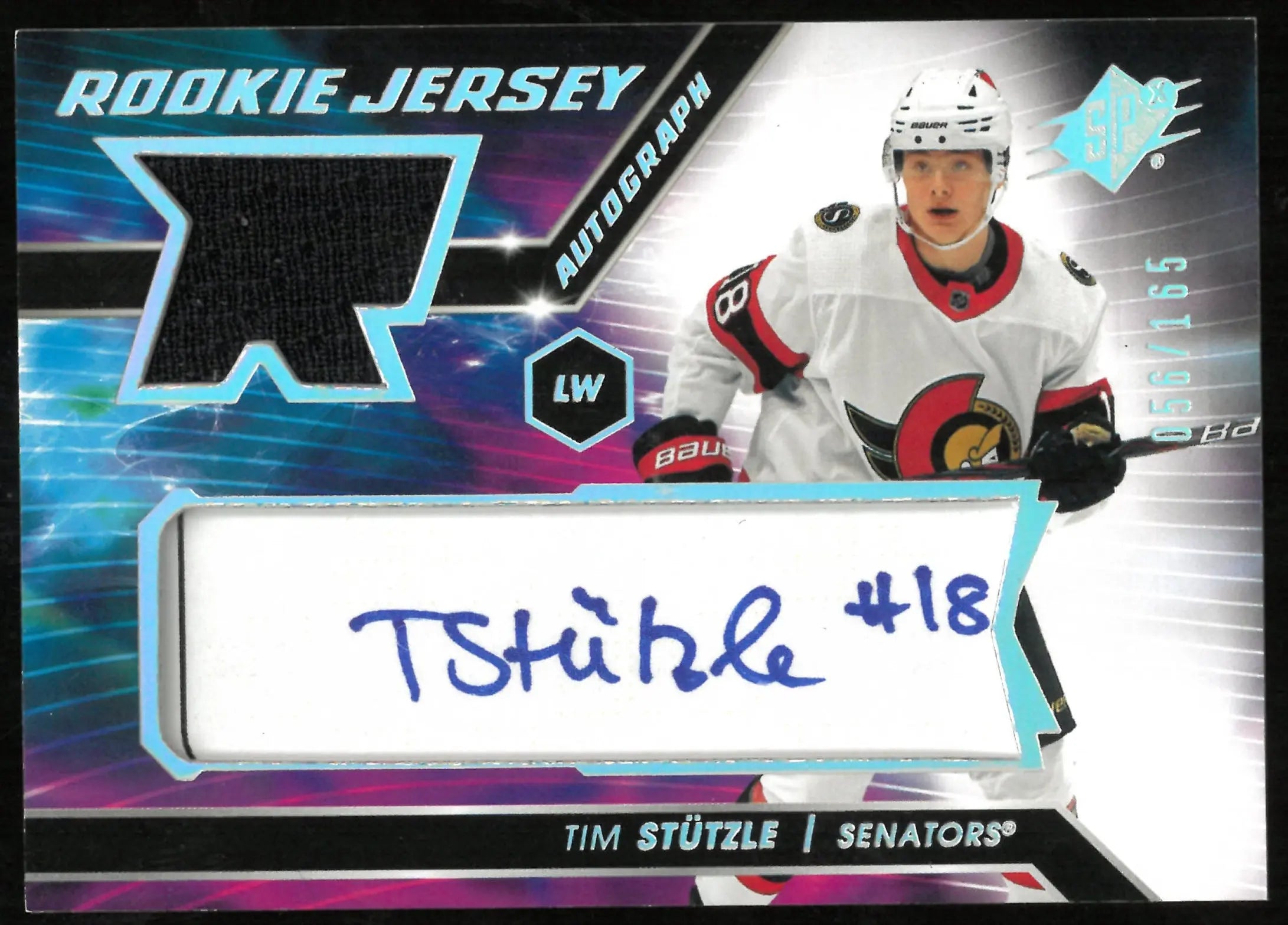 2020-21 Upper Deck SPX Tim Stutzle RC Rookie Patch Auto /165 