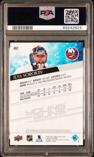 2020-21 Upper Deck Series 2 Ilya Sorokin Young Guns RC Rookie PSA 10 