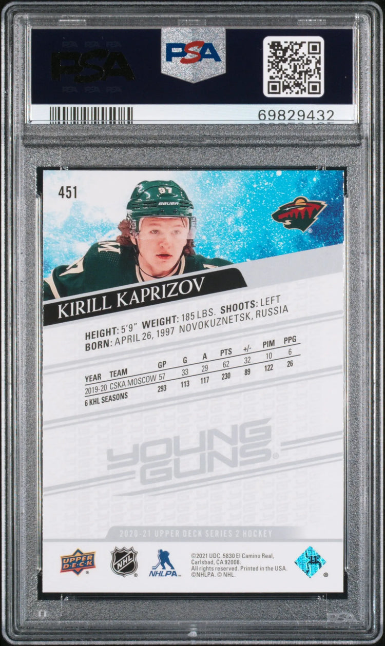 2020-21 Upper Deck Series 2 Kirill Kaprizov Young Guns RC Rookie #451 PSA 10 