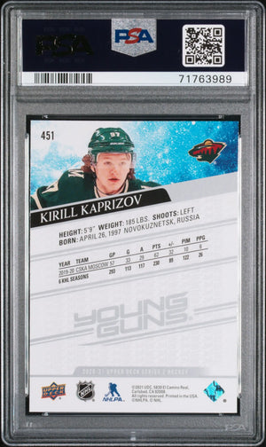 2020-21 Upper Deck Series 2 Kirill Kaprizov Young Guns RC Rookie #451 PSA 10 