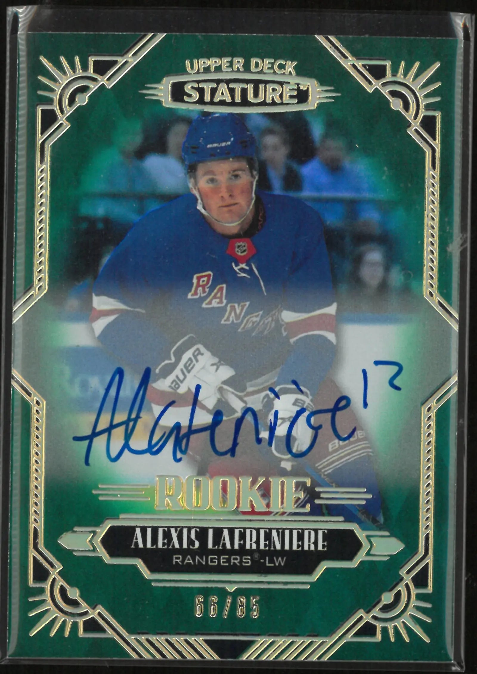 2020-21 Upper Deck Stature Rookie Autograph Alexis Lafreniere Auto /85 RC 