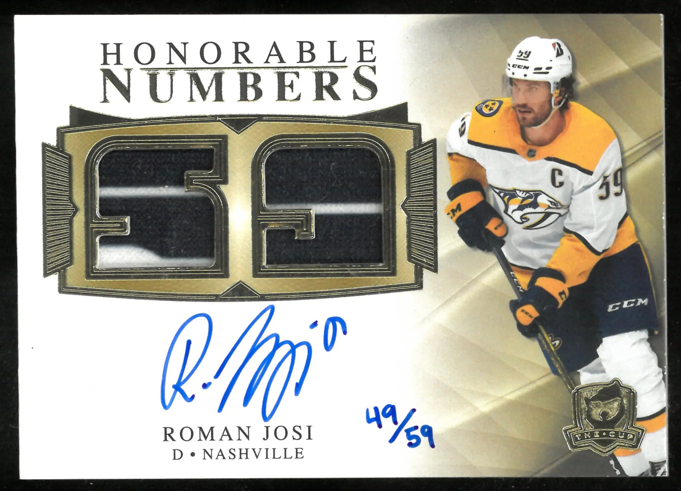 2020-21 Upper Deck The Cup Honorable Numbers Patch Auto Roman Josi /59 