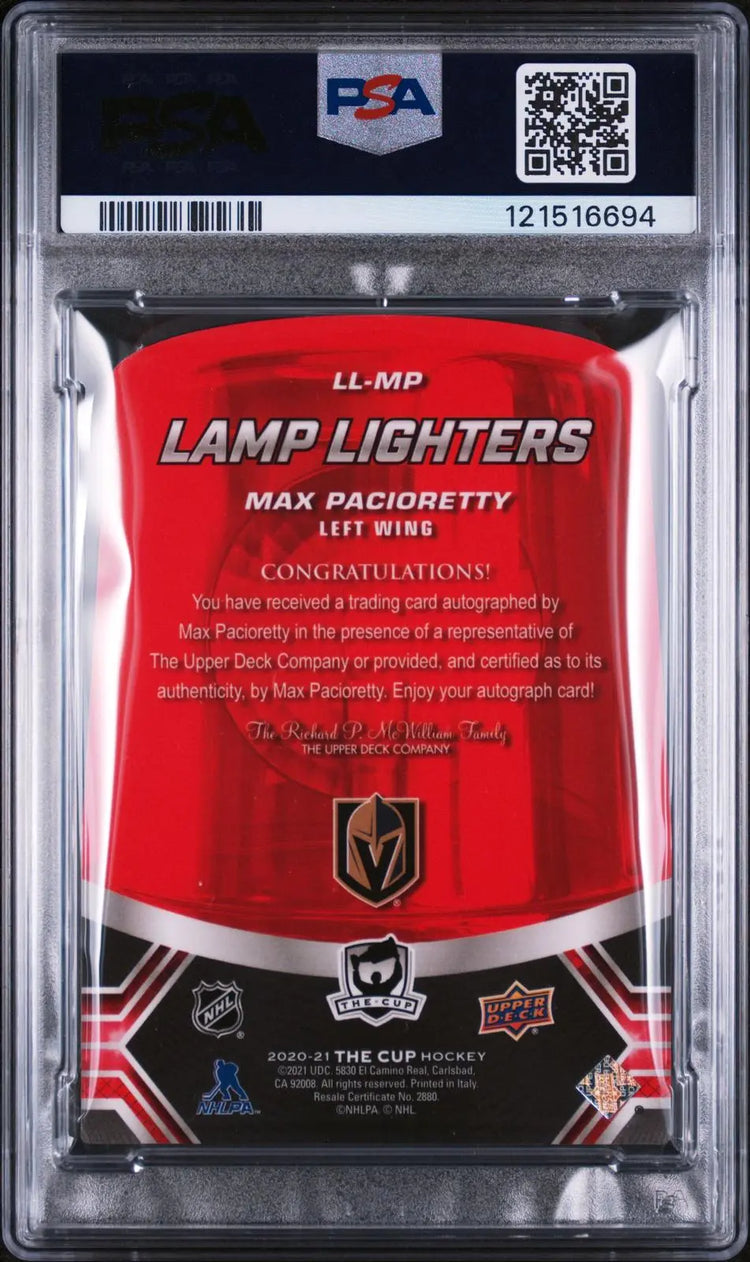 2020-21 Upper Deck The Cup Lamp Lighters Autograph Max Pacioretty Auto PSA Auth 