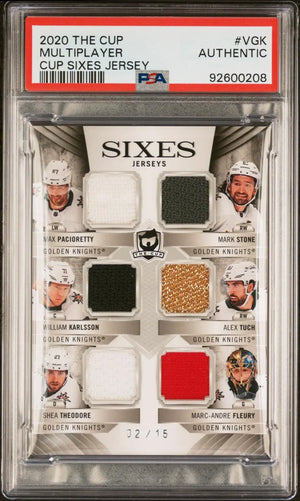 2020-21 Upper Deck The Cup Sixes Jerseys Patch #VGK Multiplayer /15 PSA Auth 