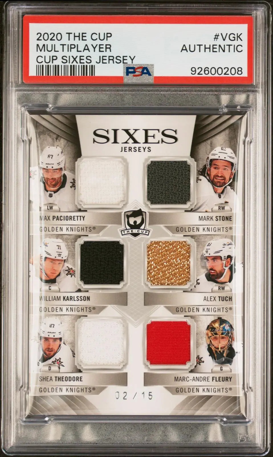 2020-21 Upper Deck The Cup Sixes Jerseys Patch #VGK Multiplayer /15 PSA Auth 