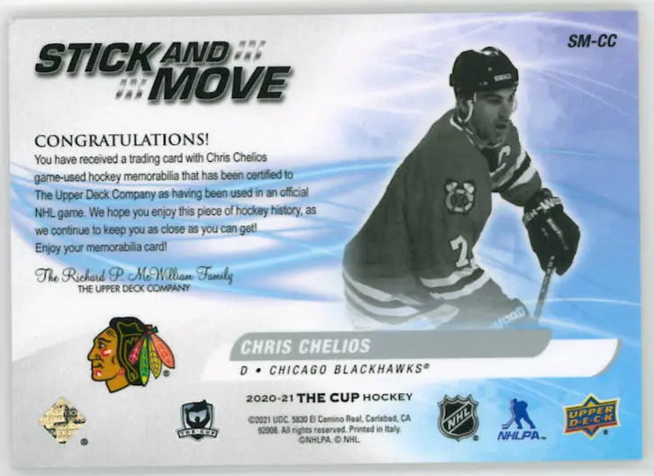 2020-21 Upper Deck The Cup Stick And Move Relic Chris Chelios /35 
