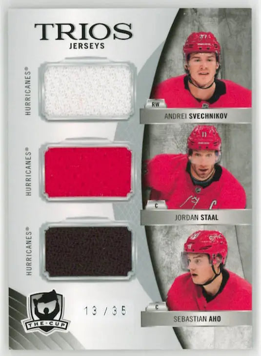 2020-21 Upper Deck The Cup Trios Patch Svechnikov/Staal/Aho /35 