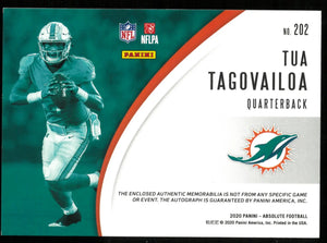 2020 Absolute Football Tua Tagovailoa RC Rookie Premiere Triple Patch Relic Auto /149 