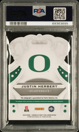 2020 Chronicles Draft Picks Crown Royale Justin Herbert RC Auto Holo /25 PSA 9 