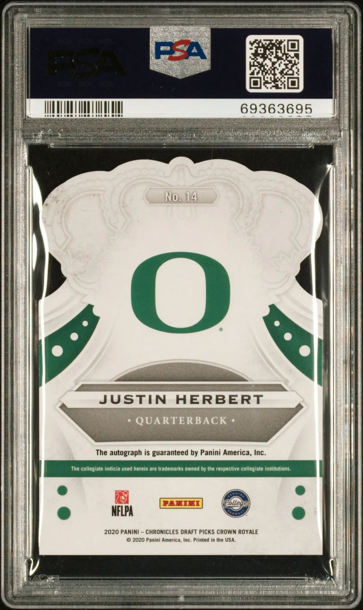 2020 Chronicles Draft Picks Crown Royale Justin Herbert RC Auto Holo /25 PSA 9 
