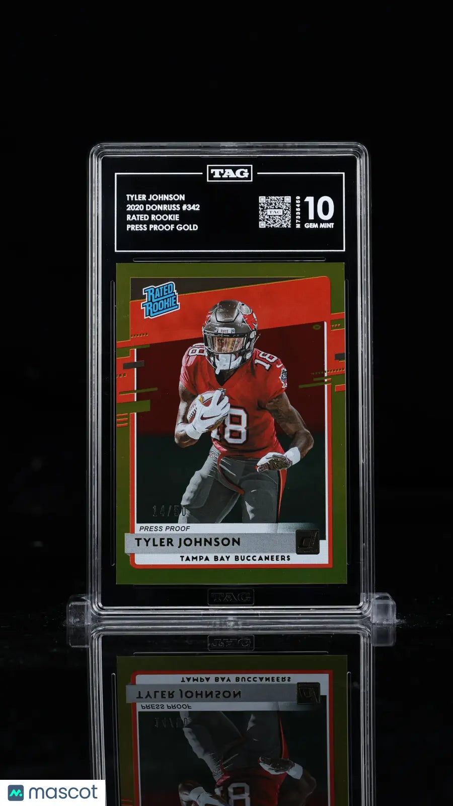 2020 Donruss  Football Tyler Johnson Rated Rookie Press Proof Gold TAG 10 /50 