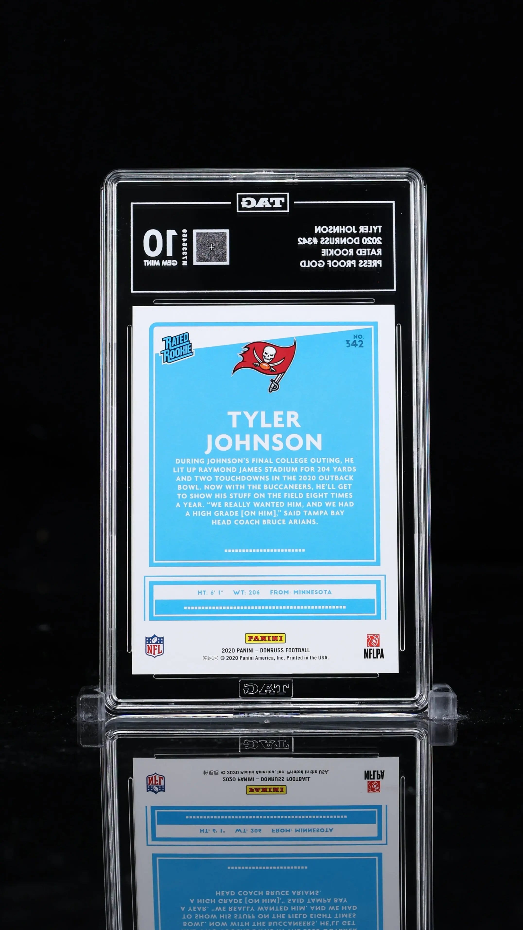 2020 Donruss  Football Tyler Johnson Rated Rookie Press Proof Gold TAG 10 /50 