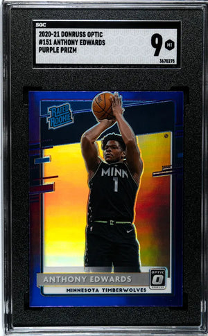2020 Donruss Optic Anthony Rated Rookie Edwards Purple Prizm RC SGC 9 