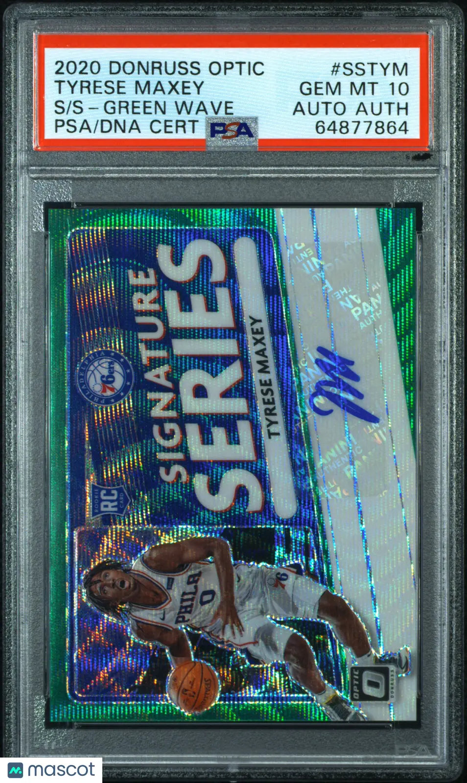 2020 Donruss Optic Signature Series Tyrese Maxey #SSTYM Green Wave PSA 10 Auto 