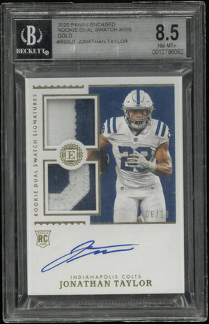 2020 Encased Rookie Dual Patch Signatures Gold Auto Jonathan Taylor BGS 8.5 /10 
