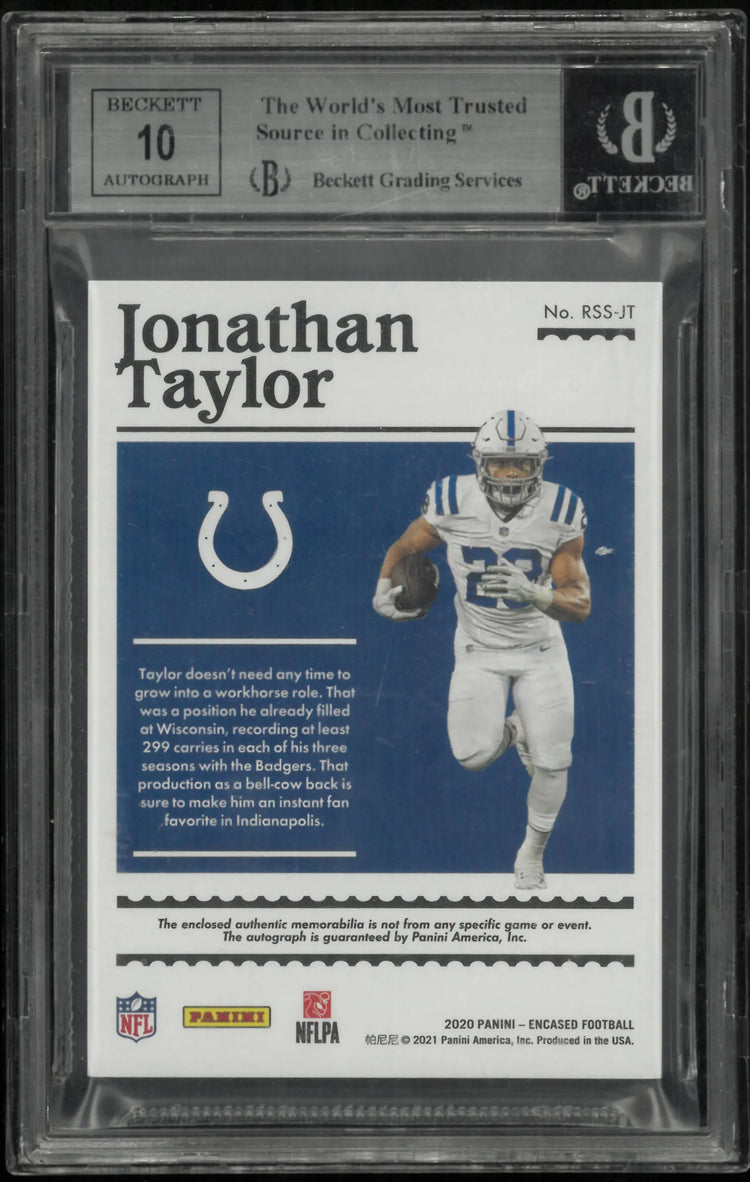 2020 Encased Rookie Dual Patch Signatures Gold Auto Jonathan Taylor BGS 8.5 /10 