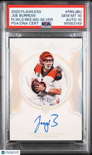 2020 Flawless Football Rookie RC Auto Joe Burrow Silver /20 PSA 10 Auto 10 