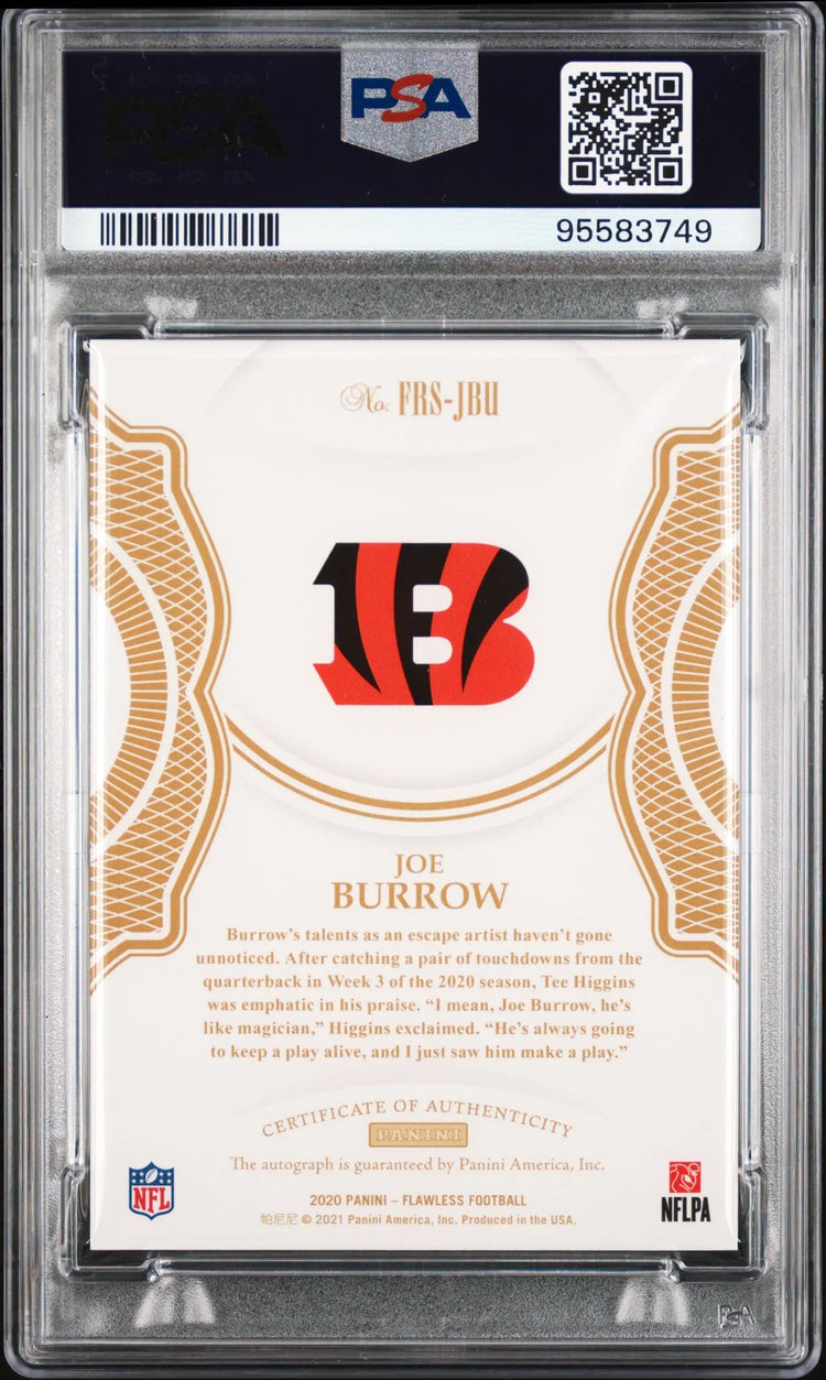 2020 Flawless Football Rookie RC Auto Joe Burrow Silver /20 PSA 10 Auto 10 
