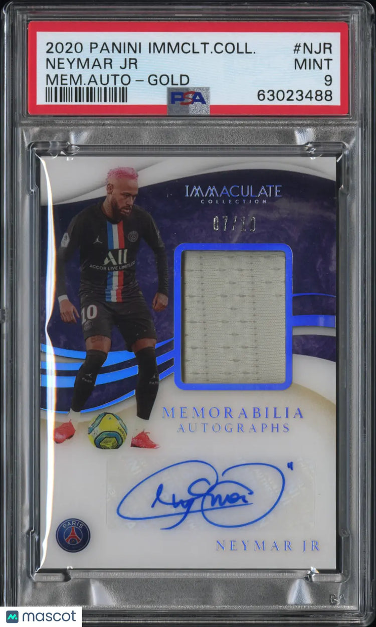 2020 Immaculate Soccer Memorabilia Autographs Neymar JR Auto Gold /10 PSA 9 