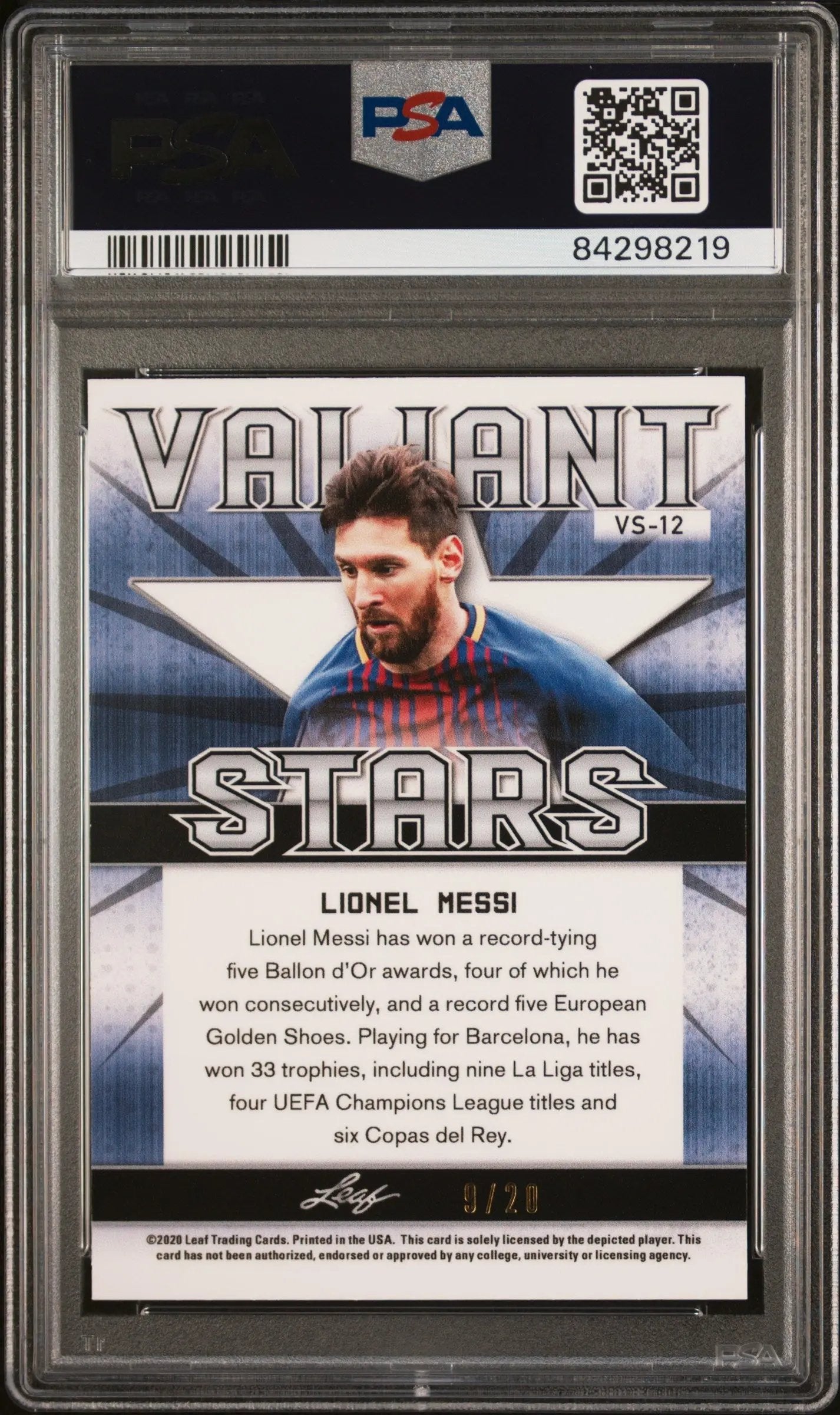 2020 Leaf Best Of Sports Stars Lionel Messi Purple PSA 10 /20 