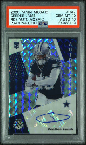 2020 Mosaic Football Rookie RC Auto CeeDee Lamb Autograph PSA 10 Auto 10 