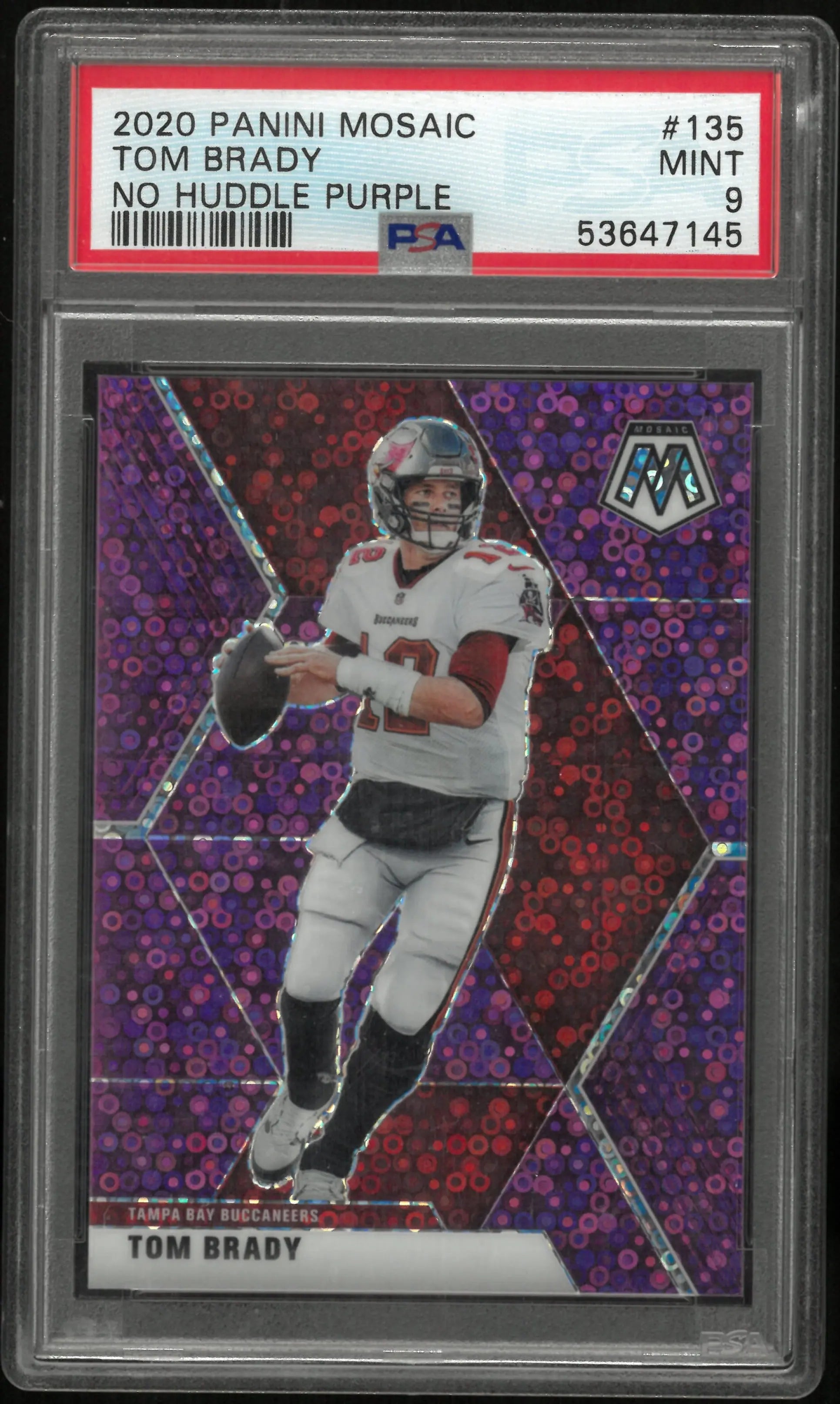 2020 Mosaic Football Tom Brady No Huddle Purple PSA 9 /50 