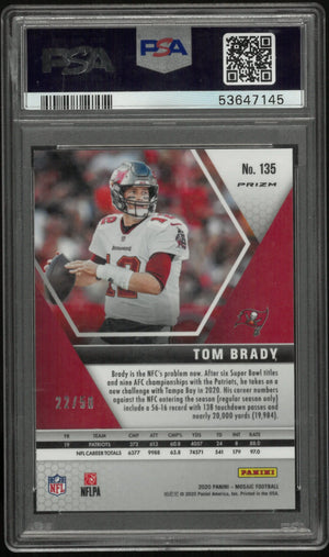 2020 Mosaic Football Tom Brady No Huddle Purple PSA 9 /50 