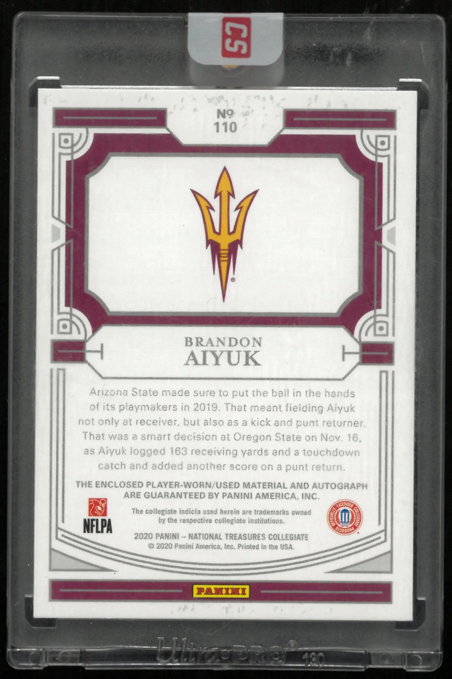 2020 National Treasures Football Collegiate Brandon Aiyuk RC Patch Auto /5 