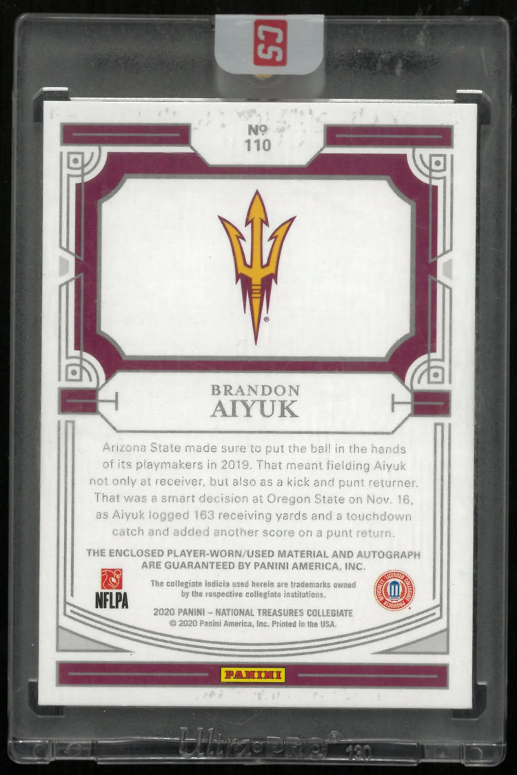 2020 National Treasures Football Collegiate Brandon Aiyuk RC Patch Auto /5 