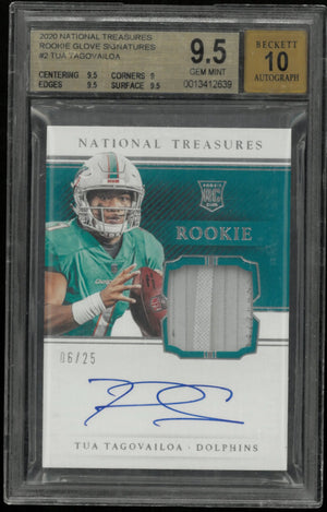 2020 National Treasures RC Glove Signatures Tua Tagovailoa BGS 9.5 Auto 10 /25 