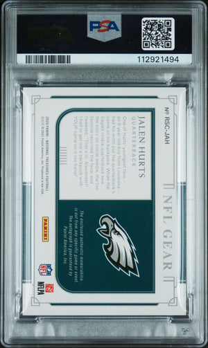 2020 National Treasures Rookie NFL Gear Auto Combo Jalen Hurts PSA Authentic /25 