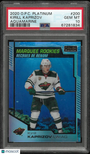 2020 O-Pee-Chee Platinum Kirill Kaprizov #200 Aquamarine PSA 10 