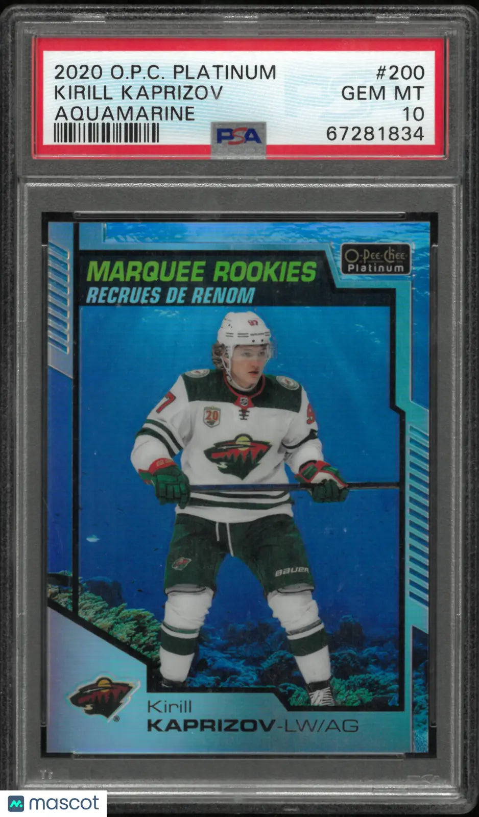 2020 O-Pee-Chee Platinum Kirill Kaprizov #200 Aquamarine PSA 10 