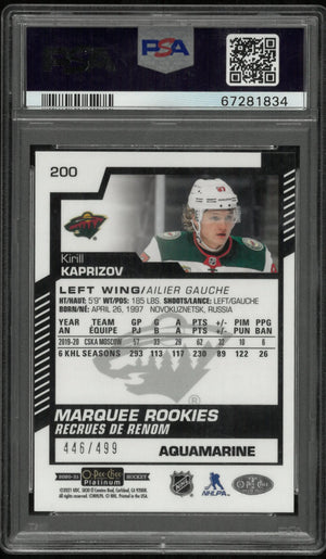 2020 O-Pee-Chee Platinum Kirill Kaprizov #200 Aquamarine PSA 10 