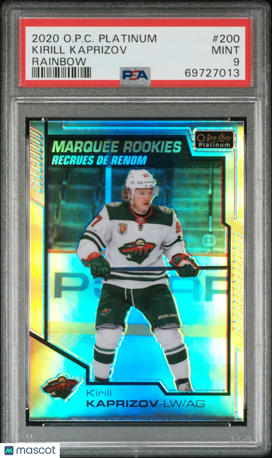 2020 O-Pee-Chee Platinum Kirill Kaprizov #200 Rainbow PSA 9 
