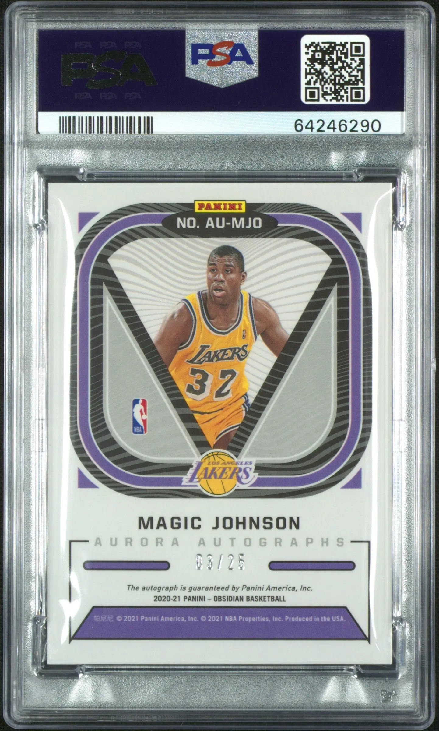 2020 Obsidian Aurora Auto Magic Johnson Electric Etch Orange PSA 10 /25 