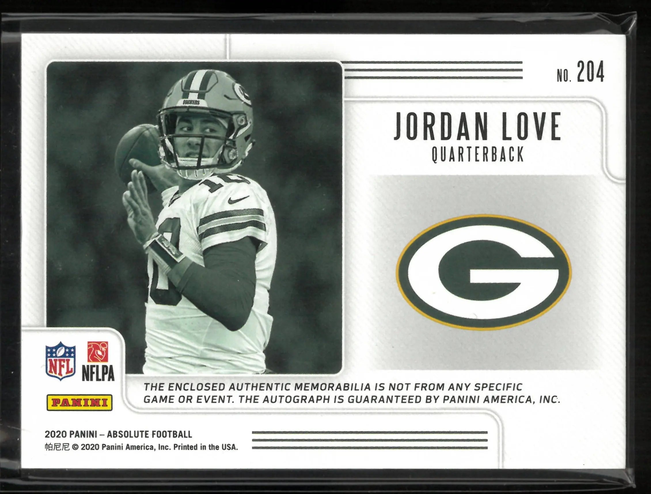 2020 Panini Absolute Rookie Premiere Jordan Love Rookie Patch Auto /35 RC 