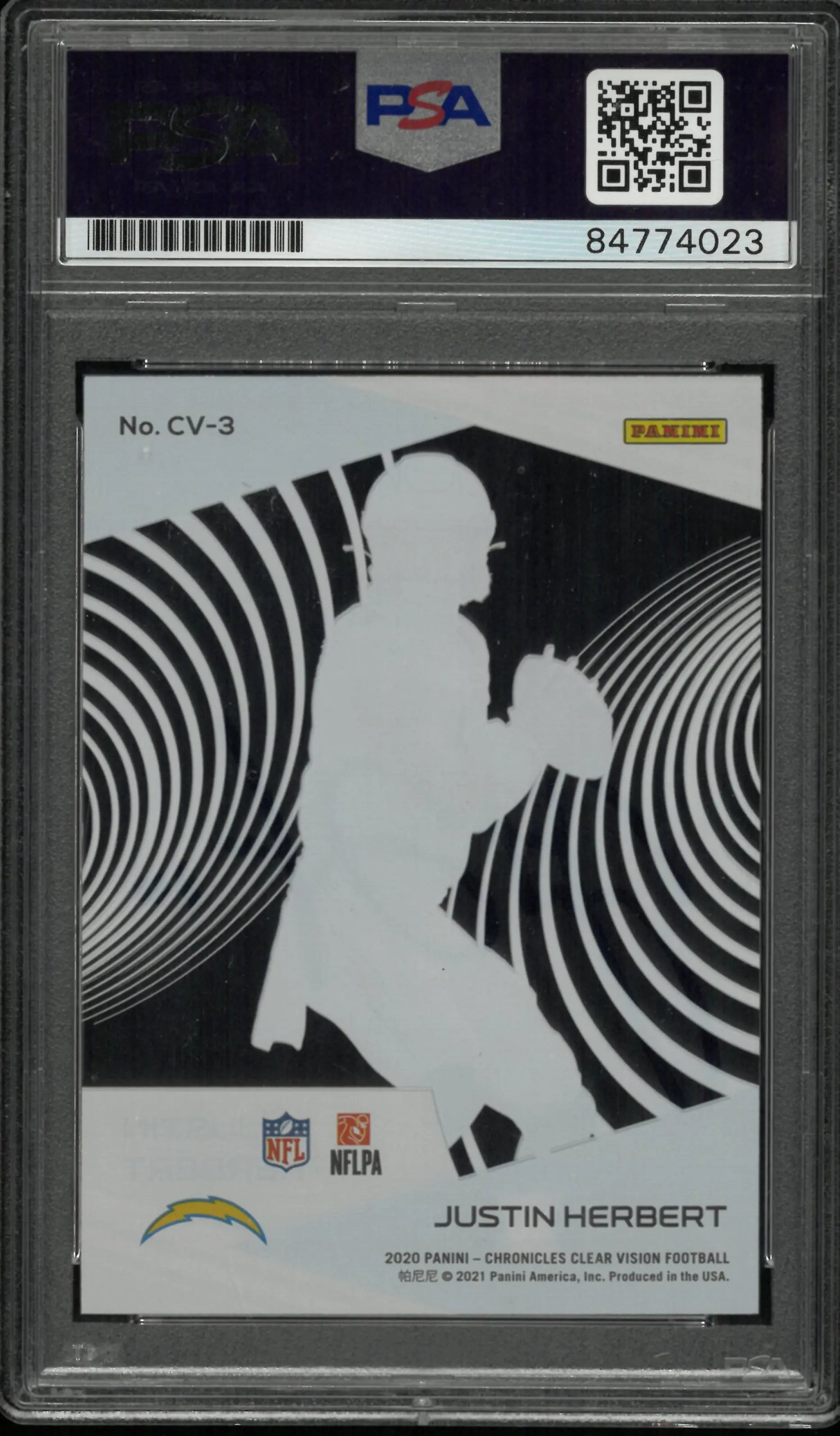2020 Panini Chronicles Clear Vision Justin Herbert Autograph Auto PSA 10 