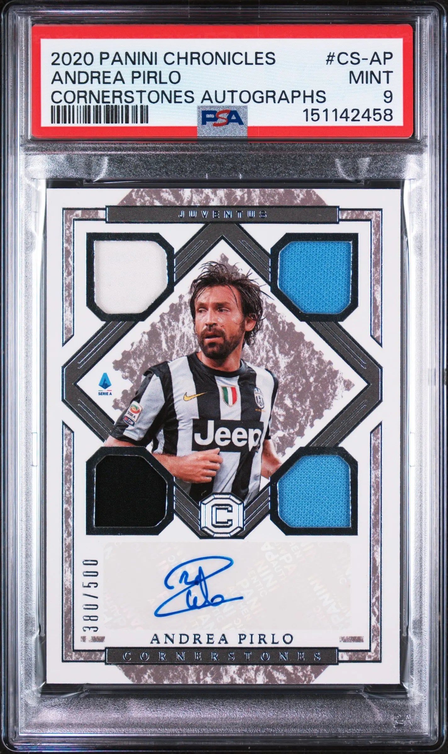 2020 Panini Chronicles Cornerstones Autograph Patch Andrea Pirlo Auto /500 PSA 9 
