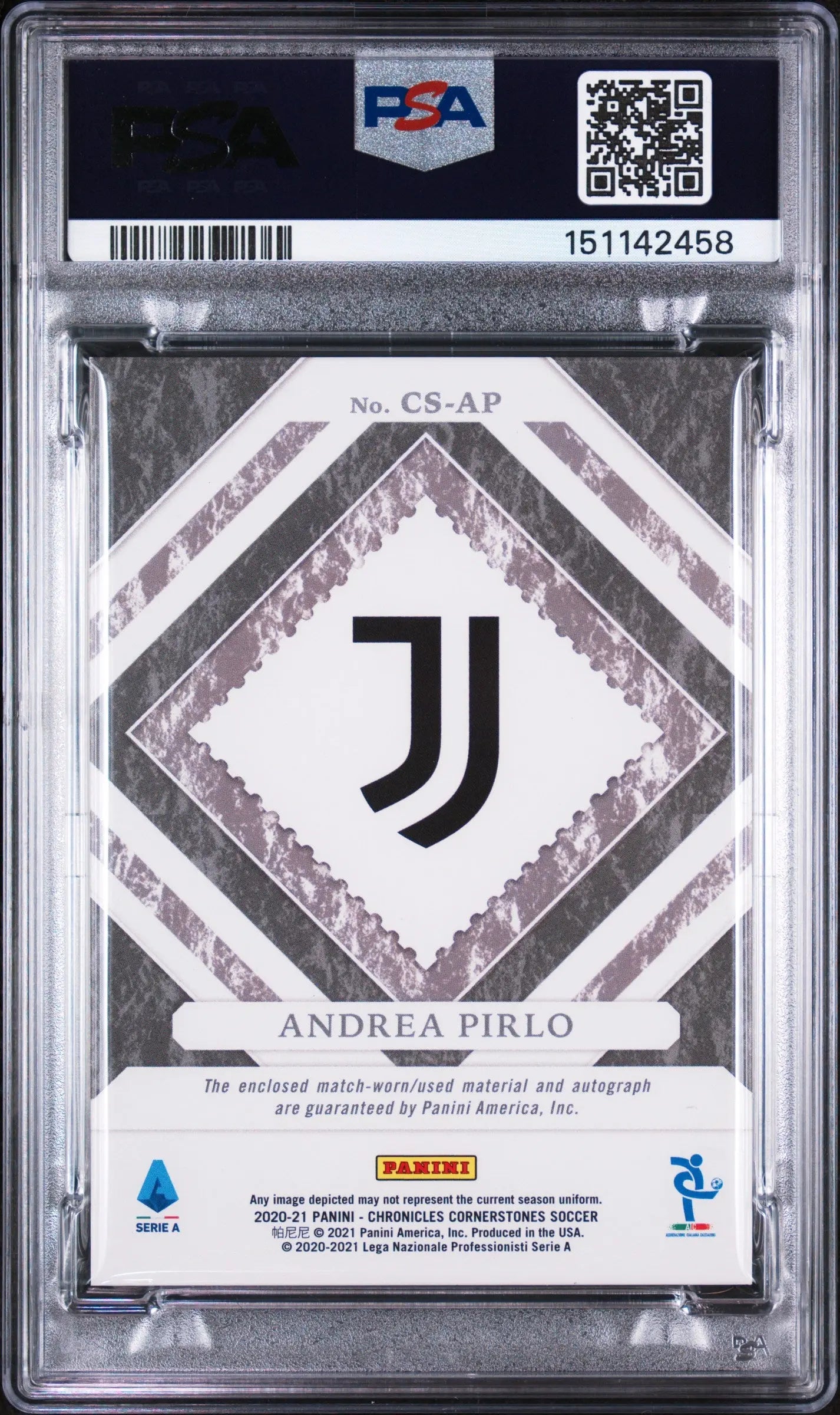 2020 Panini Chronicles Cornerstones Autograph Patch Andrea Pirlo Auto /500 PSA 9 
