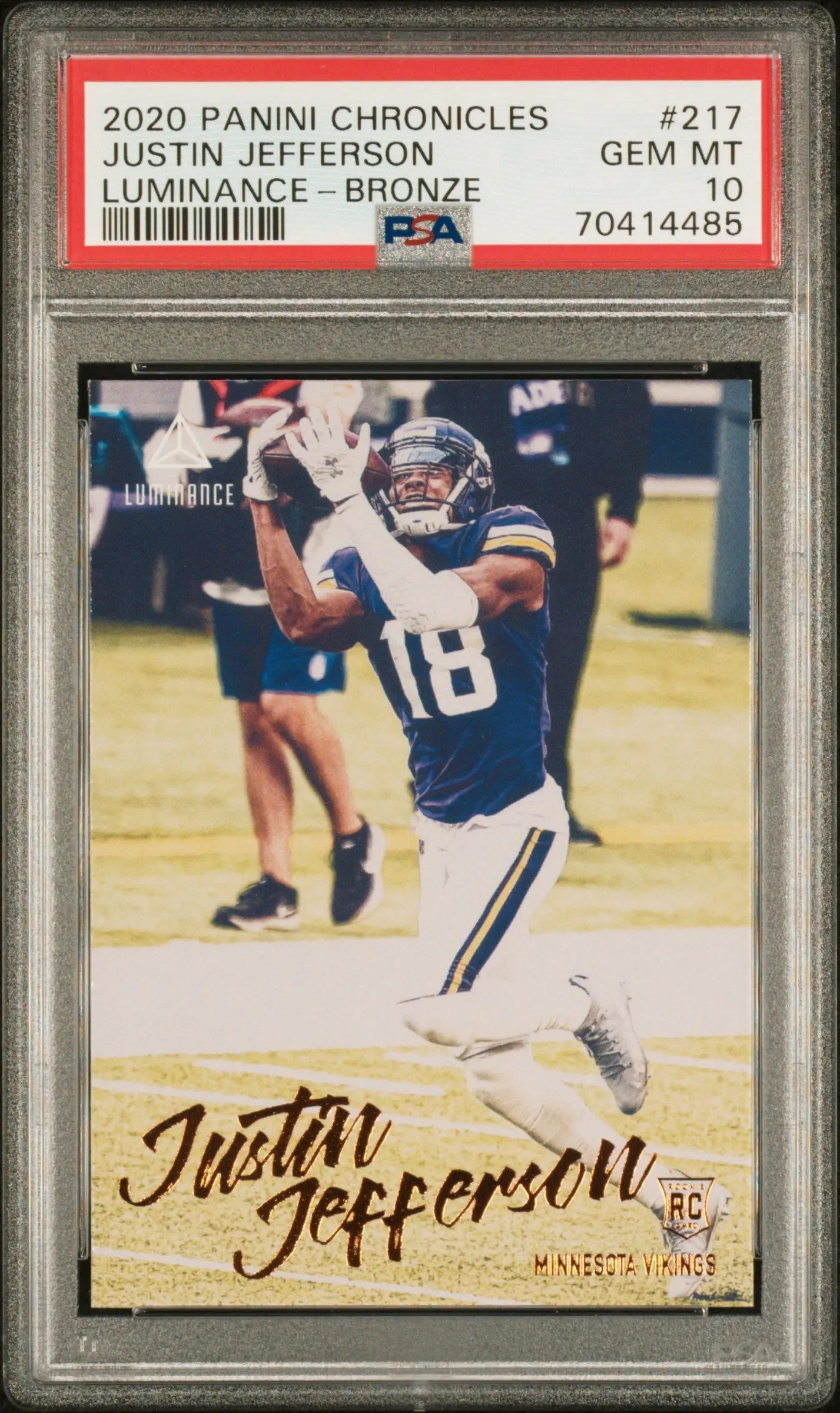 2020 Panini Chronicles Luminance Justin Jefferson RC Rookie Bronze PSA 10 