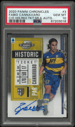 2020 Panini Chronicles Optic Historic Ticket Auto Fabio Cannavaro /199 PSA 10 