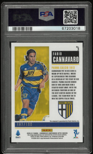 2020 Panini Chronicles Optic Historic Ticket Auto Fabio Cannavaro /199 PSA 10 