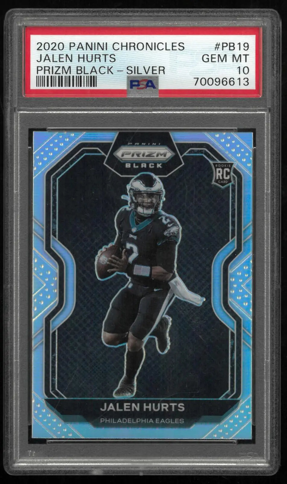 2020 Panini Chronicles Prizm Black Rookie Jalen Hurts RC Silver Prizm PSA 10 