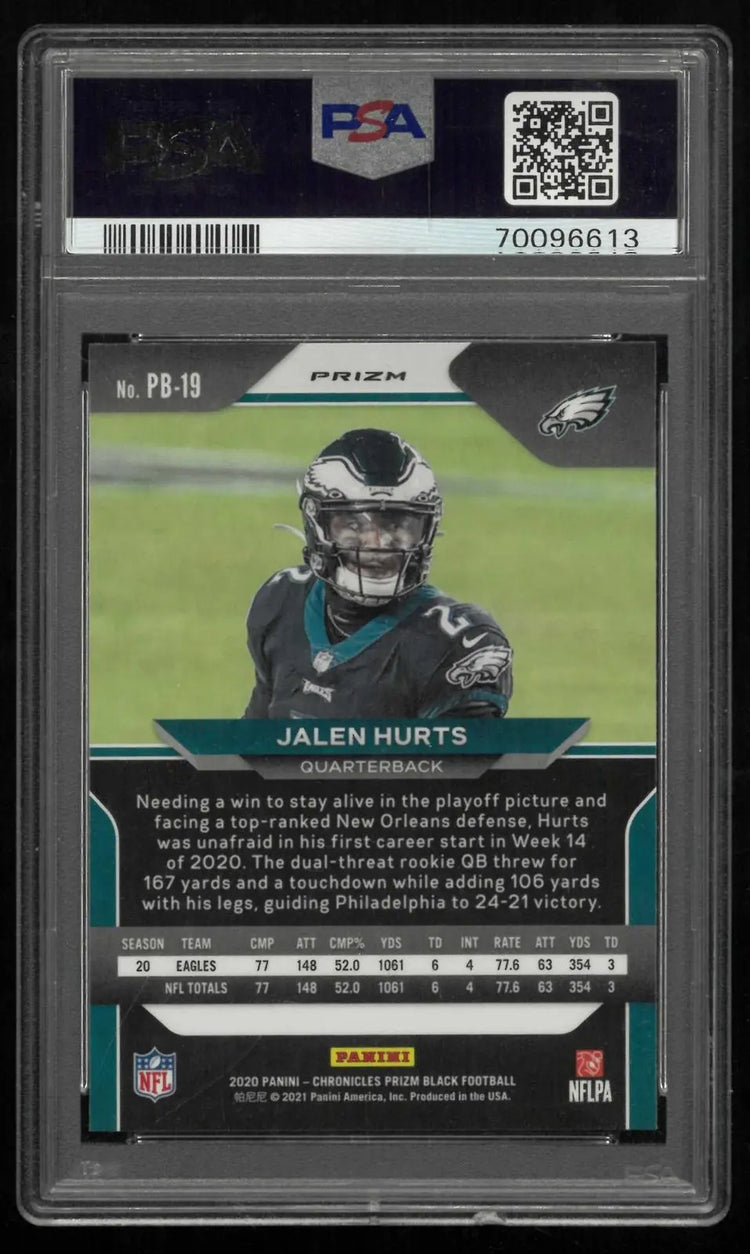 2020 Panini Chronicles Prizm Black Rookie Jalen Hurts RC Silver Prizm PSA 10 