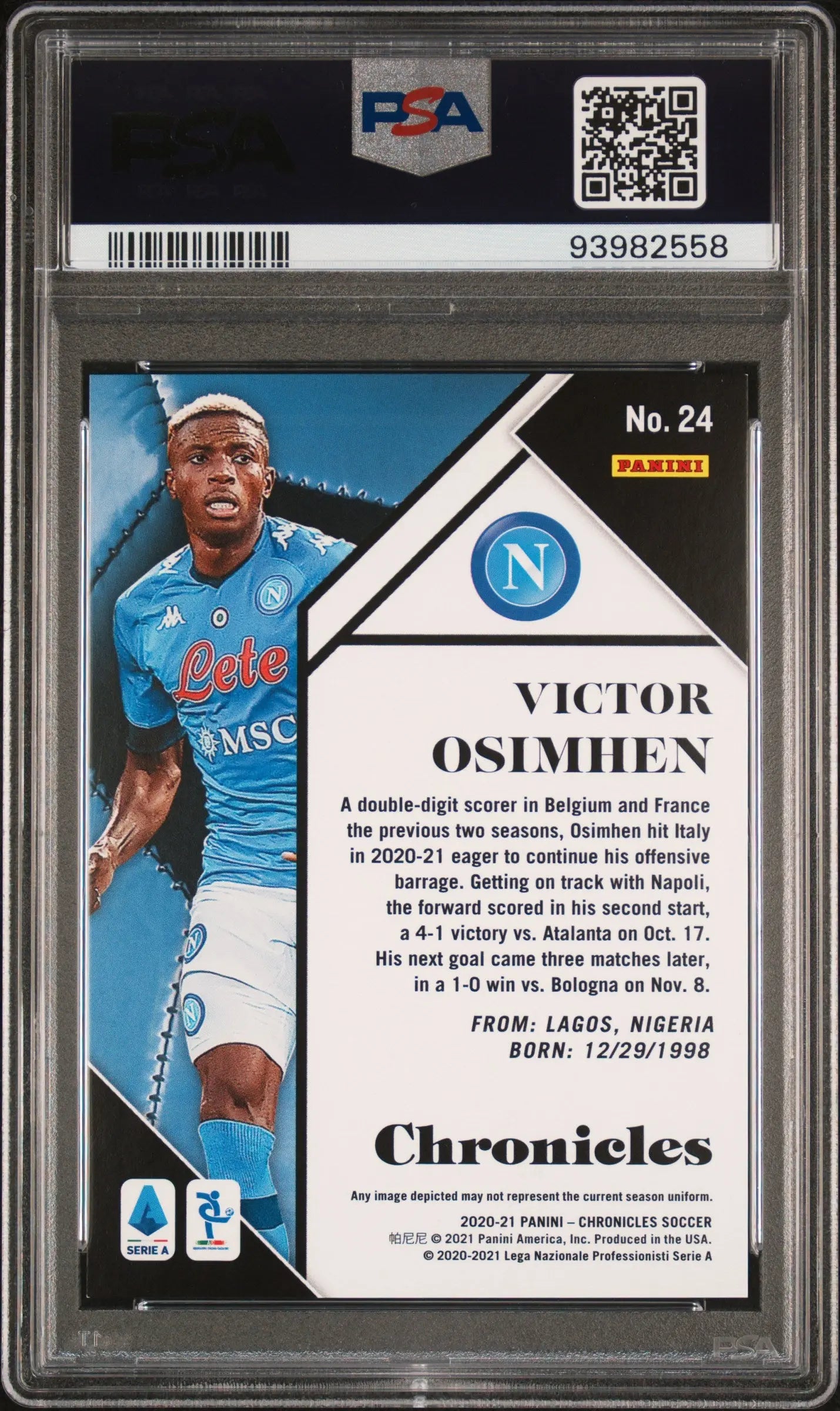 2020 Panini Chronicles Serie A Victor Osimhen RC Rookie Cracked Ice PSA 9 /23 