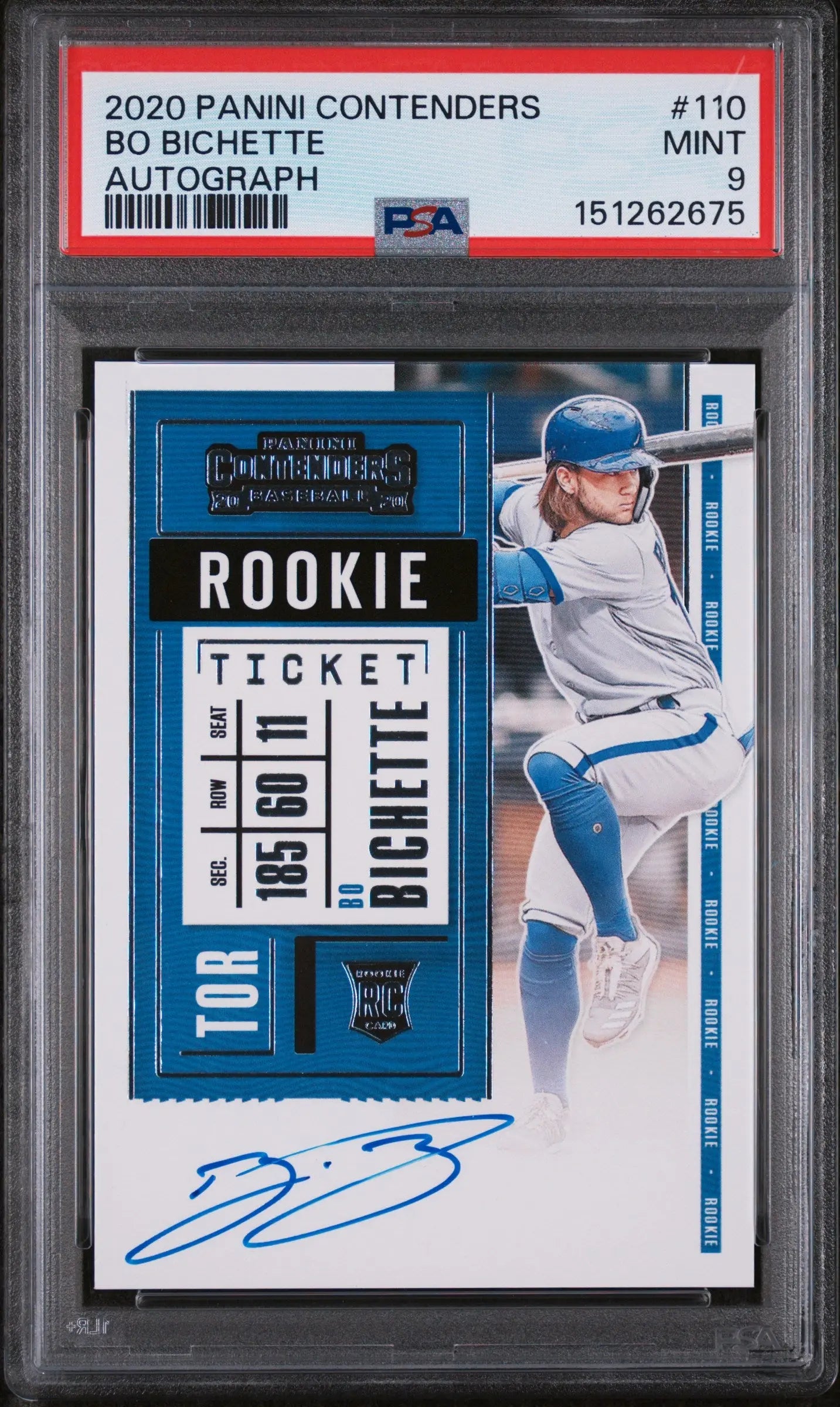 2020 Panini Contenders Autograph Rookie Bo Bichette Auto RC PSA 9 