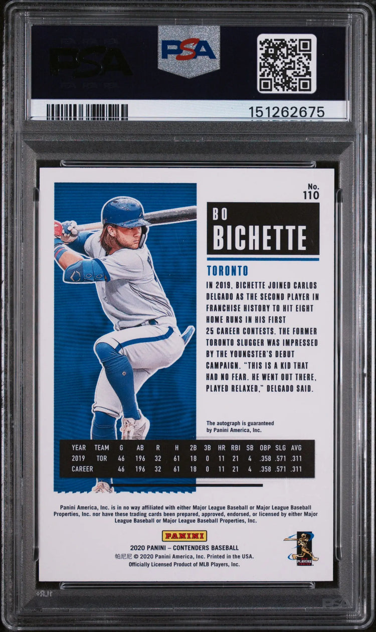 2020 Panini Contenders Autograph Rookie Bo Bichette Auto RC PSA 9 