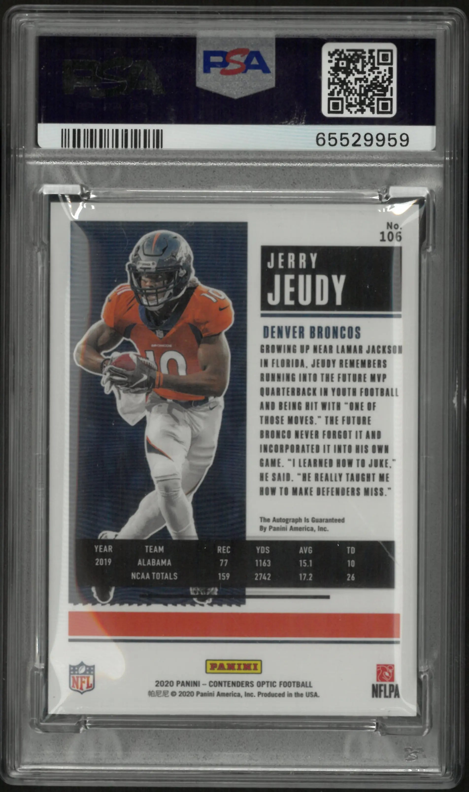 2020 Panini Contenders Jerry Jeudy Rookie Autograph Auto RC PSA 9 